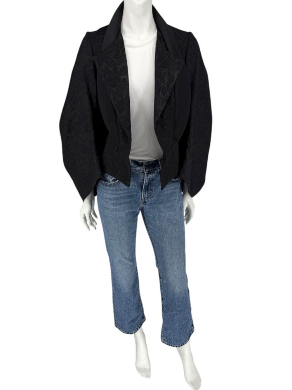 Comme des Garçons Black Jacquard Cropped Jacket – Size M